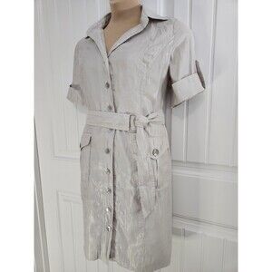 Chico's 2.5 (US 14) Shimmer Trench Safari Dress Button Up Belted